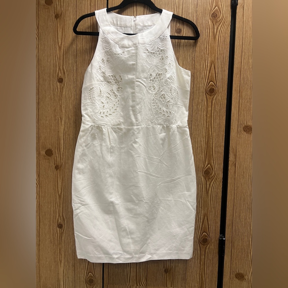 LOFT White Sleeveless Eyelet Sheath Dress